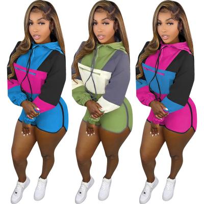 China Wholesale QUICK DRY Custom Logo 2022 Women Shorts And Hoodie Jogger Set Gym Set Women Fitness Spring Two Piece Short Sets for sale