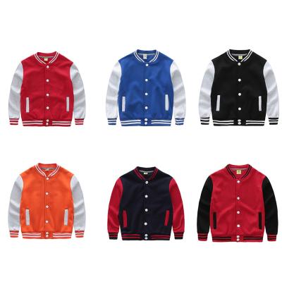 China QUICK DRY Kid Varsity Jackets With Letterman Leather Jacket Sleeves White 2021 Wholesale Boys Kids Baseball Jacket for sale