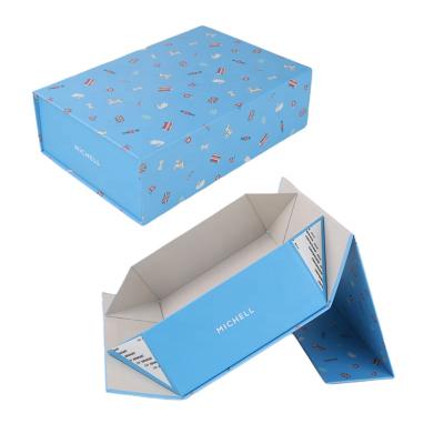 China Recyclable Folding Logo Folding Paper Box Hot Stamping Lid Big And Foldable Bottom Clothing Gift Box Box Lid for sale