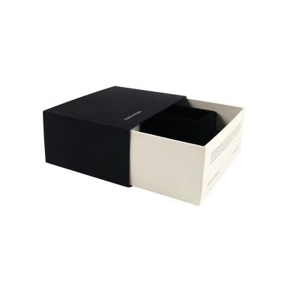 China Logo Printed Luxury Black Biodegradable Custom Packaging Cosmetics Drawer Gift Box for sale