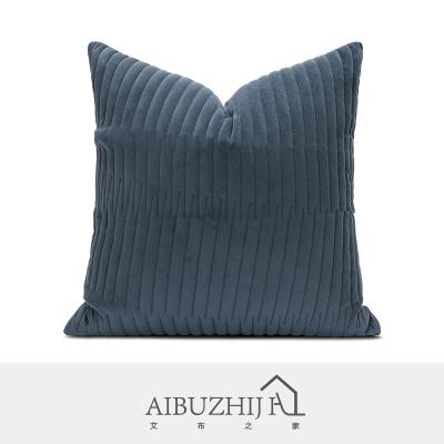 China AIBUZHIJIA Farmhouse Anti-Static Plain Blue Velvet Soft Tile Covers 18x18 Inch Home Decoration Cushion Covers For Couch Sofa for sale