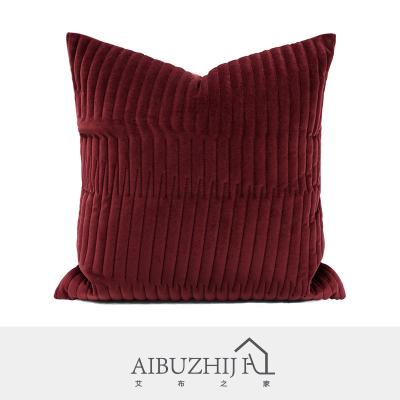 China AIBUZHIJIA Wine Red Anti-Static Pillow Covers Solid Super Soft Decorative Tile Cushion Cover Velvet For Bed for sale