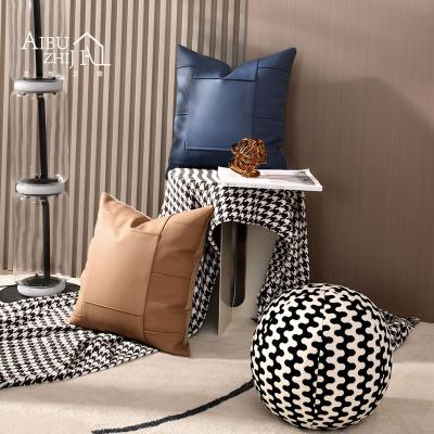 China AIBUZHIJIA Fashion Solid Color Anti-Static Pillow Cover Blue Khaki Brown Green Pillowcase Square Cushion Cover For Couch Sofa Bedroom Car for sale