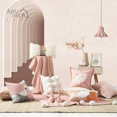 China AIBUZHIJIA Ballerina Series Anti-Static Original Cute Pink Cushion Cover Decorative Tile Covers For Couch Bedroom Living Room for sale