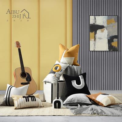 China AIBUZHIJIA Design Anti-static Modern Unique Original Abstract Cushion Cover Decorative Tile Covers For Couch Chair for sale