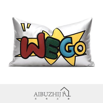 China AIBUZHIJIA Gray Anti-static High Quality Applique Embroidered Cushion Cover Decorative Home Sofa Gray Pillow Case 30*50cm 12*20 for sale