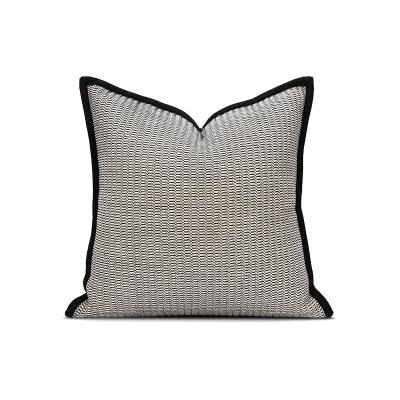 China Black And White Stripe Edge Cushion Good Permeability Polyester Modern Chinese Luxury Decorative Sofa Pillow 45*45cm for sale