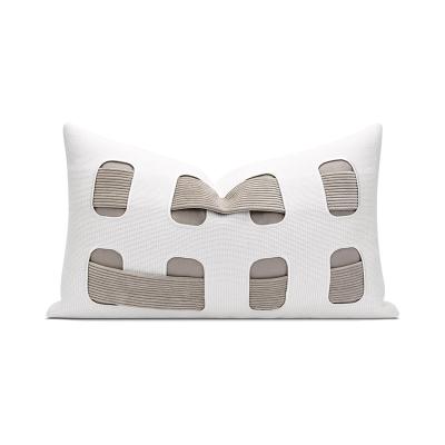 China Anti-static simple luxury geometric figure pillow custom white coffee color living room bedroom sofa decorative cushion for sale