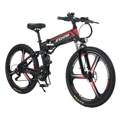 China JINGHMA 350W/12.8AH Aluminum Alloy Foldable Electric Snow Bike Popular Beach E-Bike 26 Inch Electric Mountain Bike for sale