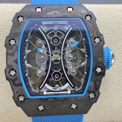 China Best Factory RM53-01 Movement Sapphire Skeleton RM Watch 43mm YS Carbon Fiber Alarm Quality NTPT Tourbillon Watch for sale