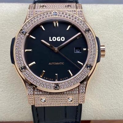 China New HUB1100 Movement Sapphire Brand Luxury Rose Gold Diamond Watch Automatic Mechanical Waterproof From Factory 42mm Alarm HB Watch for sale