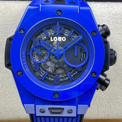 China Factory 45mm Alarm Watch ZF HUB Chronograph Luxury Mechanical 1280 Movement New Sapphire Brand Blue Ceramic Watch for sale