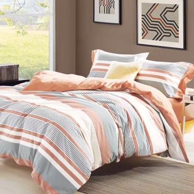 China Nondisposable Custom 4PCS 1200 Thread Count Stripes Microfiber Comforter Set Bed Sheet Cotton Bed Sheet for sale