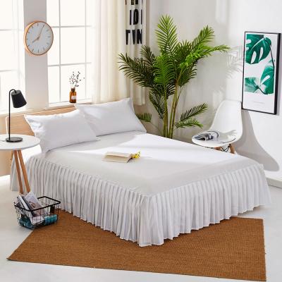 China Eco-Friendly Bright Colored Sapphire Bed Skirts Dust Ruffles Linen Bed Skirts Set for sale