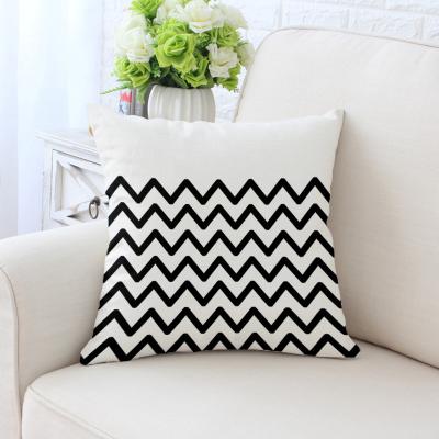 China Amazon TWILL Hot Selling White And Black Stripe Design Decorative Cushion Covers Throw Pillow for sale