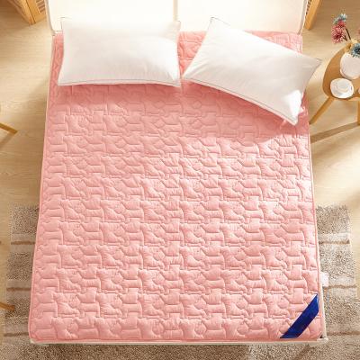 China Pink Square Quilted Fabric Mattress Protector Waterproof Eco-friendly Mattress Cover Bed Insect Breathable for sale