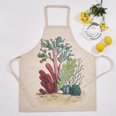 China 100% eco-friendly wholesale stylish custom cactus printing 100% twill apron kitchen for women for sale