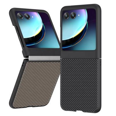 China Shockproof Ultrathin Phone Carbon Fiber Leather Phone Case For Motorola Razr40Ultra Mobile Phone Case for sale