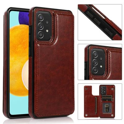 China Classic Shockproof Crazy Horse Pattern Cover Insert Leather Mobile Card Holder Flip Phone Case For Samsung S23 ultra s22plus s21 phone case for sale