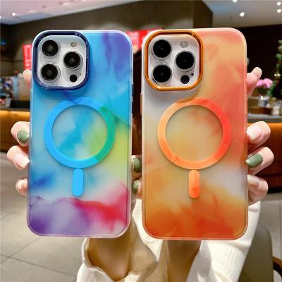 China New Design Shockproof Ink Matte Skin Feel Mobile Magnetics Back Cover Individual Phone Protective Case For Apple 13promax 14plus Glossy for sale