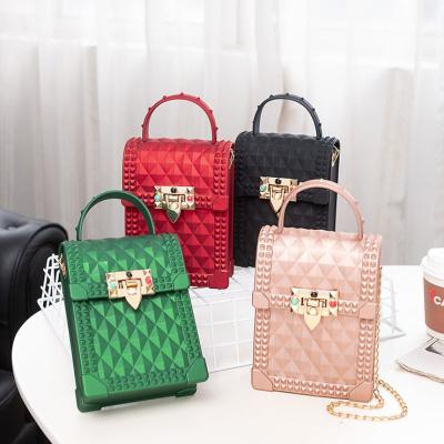 China Summer Mini Jelly Bag Solid Color PVC Shoulder Bag Fashion Women Comfortable Jelly Purse Handbag for sale