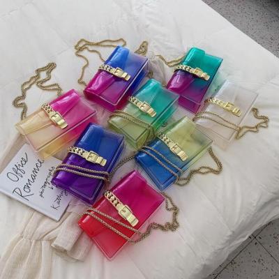 China Wholesale Fashionable Silicone Jelly Bag Women Jelly Bag Summer Handbags Fashion Shoulder Bag PVC Jelly Sling Chain Bag for sale