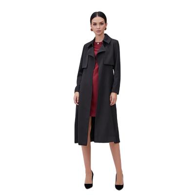 China High Quality Ditch Casual Ladies Belt Lapel Neck Sailor Anti-wrinkle Autumn Silk Coat for sale