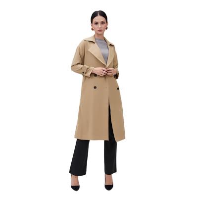 China Autumn and winter latest fashion ladies Anti-wrinkle long trench coat cross waist tie maxis coat for sale