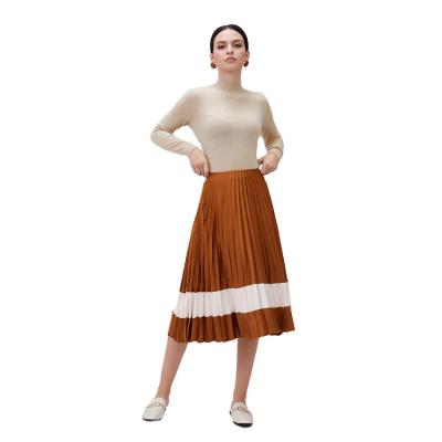 China Plus Size 2021 New Design White Stripe Pleated Midi Skirt For Woman for sale