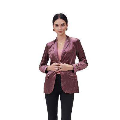 China Anti-wrinkle Autumn Fashion Ladies Single Breasted One Button Velvet Woman Slim Fit Blazer Jacket for sale