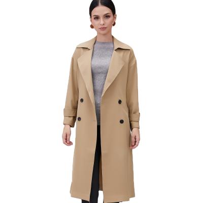 China Anti-wrinkle Autumn Winter New Arrivals Classic Relaxed Double Breasted Ditch Coat Self-Waist Tie-Waist Women Outerwear for sale