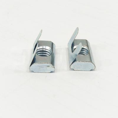 China Automotive Industry Non-standard T slot nut with spring leaf nickel plated for 8mm slot aluminum profile for sale