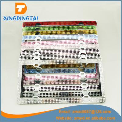 China No Zinc Alloy Metal License Plate Frame With Rhinestone For US Cars for sale