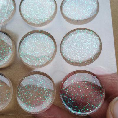 China Custom Colored Glitter Scratch-off Glitter Sticker Dome Waterproof Soft Epoxy Adhesive Waterproof Sticker Waterproof Epoxy Sticker for sale