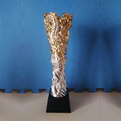 China China New Arrival Golden Dragon Trophy Torch Shape Silver Plated Metal Trophy for sale