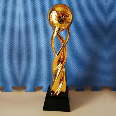 China China New Design Shine Gold Plated Sports Music Award Star Trophies Metal Earth Globe Trophy With Base for sale