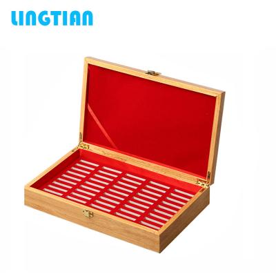 China Recycled Environmental Materials LINGTIAN Wooden Medal Display 20 Wooden Coin Box for sale