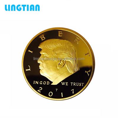 China Europe LINGTIAN Opens 2019 Cheap Custom Gold Plated President Donald Trump Challenge Coin for sale