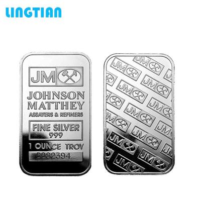 China China LINGTIAN Business Cheap Gift Custom Pure 1 Ounce Silver Plated Bullion Bars for sale