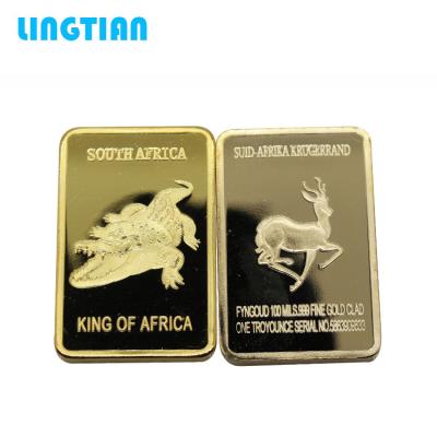 China US Gold South Africa King Of Wild Animal Metal 1 Ounce 24k Gold Plated Bullion Bars for sale