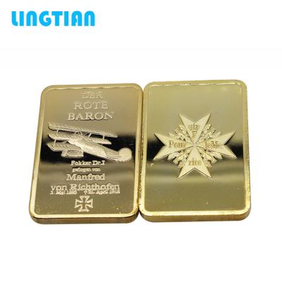 China Replica 1 Troy Europe LINGTIAN Crafts Ounce 999 Find Gold Plated 24K Bullion Bars Plated for sale