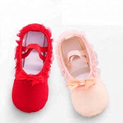 China Soft Infant Girls Lace Up Soft Dance Slippers Ballet Shoes for sale