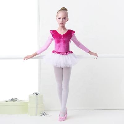 China Stretch Velvet Cotton Dance Costume Girls Pink Ballet Tutu Dress for sale