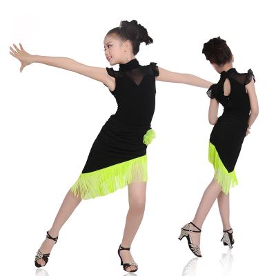 China Professional Ice Cotton Girls Kids Fringed Latin Salsa Dress for sale