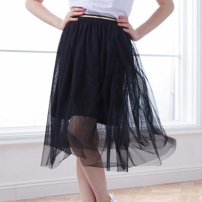 China Soft Kids Mesh Long Skirt Girls Ballet Pettiskirt Pleated Tutu for sale