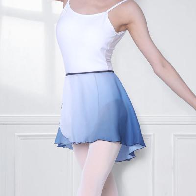 China Lyrical Girls Ballet Dance Skirt Women Chiffon Wrap Skirt Adult Gradient Color for sale