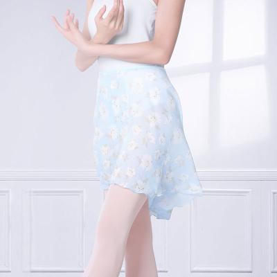 China Girls Ballet Dance Skirt Lyrical Adult Women Printed Chiffon Wrap Skirt for sale