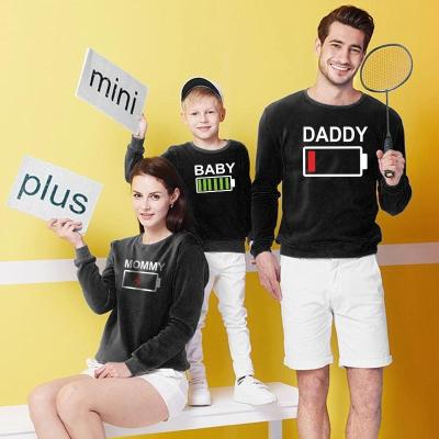 China Fashion QUICK DRY Battery Family Parent Child Long Sleeve Print T-Shirt for sale