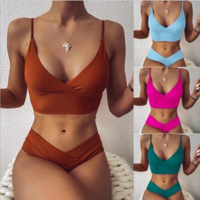 China New sexy split plus size ladies high waist swimwear triangle bikini swimwear bikini for sale