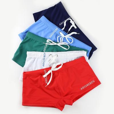 China Custom Print Quick Dry Men's Sexy Thin Elastic Swimwear Fashion Boxer Breathable Swimming Trunks for sale